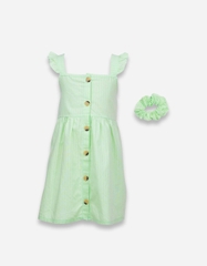 Váy bé gái tay cánh tiên kèm cột tóc nhiều họa tiết