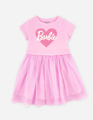 Váy bé gái tay ngắn Barbie phối lưới