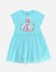 Váy bé gái tay ngắn Elsa phối lưới
