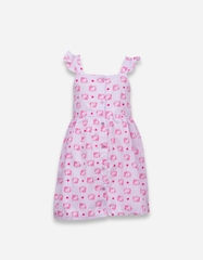 Váy bé gái tay cánh tiên kèm cột tóc nhiều họa tiết