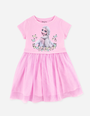 Váy bé gái tay ngắn Elsa phối lưới