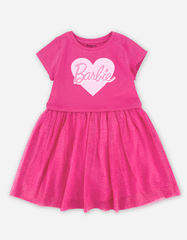 Váy bé gái tay ngắn Barbie phối lưới