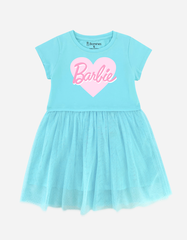 Váy bé gái tay ngắn Barbie phối lưới