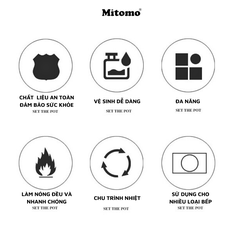 Bộ nồi inox 6 món cao cấp Mitomo Kaisa Villa KV001 Nắp Trắng - Đáy 5 Lớp Nguyên Khối