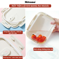 Bộ 4 Hộp Thuỷ Tinh Hình Tròn Đựng Phực Phẩm Cao Cấp Mitomo