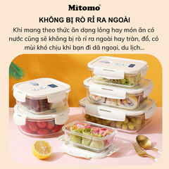 Bộ 4 Hộp Thuỷ Tinh Hình Tròn Đựng Phực Phẩm Cao Cấp Mitomo