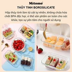 Bộ 4 Hộp Thuỷ Tinh Hình Tròn Đựng Phực Phẩm Cao Cấp Mitomo