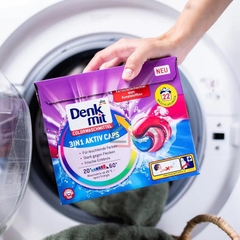 Viên giặt xả dành cho quần áo màu Denkmit 3 in 1 màu tím, hộp 22 viên-Nhập Đức