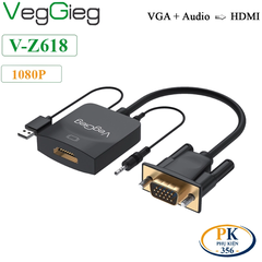 Cáp chuyển đổi VGA + audio sang HDMI 1080P chính hãng Veggieg V-Z618