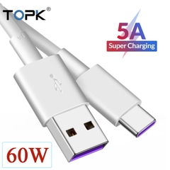 Dây cáp sạc nhanh 60W USB-C TOPK dài 1M màu trắng SK0080
