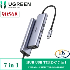 Ugreen 90568 hub USB-C 7 in 1 USB Type-C to HDMI Lan USB DP 100W CM512