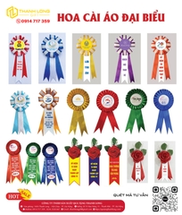 Hoa Cài Áo Đại Biểu Đại Hội Màu Đỏ Đuôi Nheo In Tùy Chỉnh