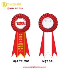 Hoa Cài Áo Đại Biểu Đại Hội Màu Đỏ Đuôi Nheo In Tùy Chỉnh