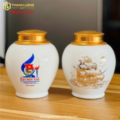 Lọ Chè Sứ Thuận Buồm Xuôi Gió in Logo