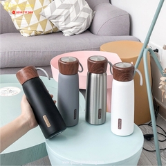 Bình giữ nhiệt nắp gỗ in logo