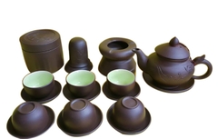 Bộ Ấm Chén Trà Gốm Tử Sa Cao Cấp Kèm Tiểu Cảnh Bonsai - Quà Tặng Sang Trọng Cho Không Gian Trà Đạo