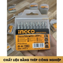 Vít đa năng INGCO 65mm, chất liệu thép công nghiệp S2, hai đầu vít, mạ niken, Vít chính hãng - Trang bị toàn diện