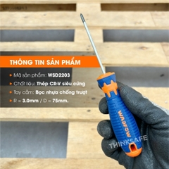 Tua vít bake PH0 Wadfow WSD2203 75mm đường kính 3mm tay cầm êm ái và thoải mái tuốc nơ vít chính hãng