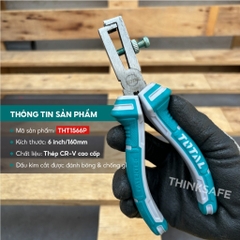 Kìm càng cua TOTAL THT1566P kích thước 6 inch 160mm đầu kìm được đánh bóng chống gỉ Kìm tuốt dây điện-Trang bị toàn diện