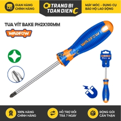 Tua vít bake PH2 Wadfow WSD2224 dài 100mm thân tròn đường kính 6mm đầu nam châm tay cầm thoải mái