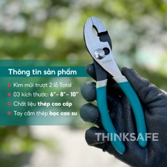 Kìm mũi trượt Total THT118062, THT118082, THT118102, Kích thước 6 inch- 10 inch, Kìm 2 lỗ đen bóng - Trang bị toàn diện