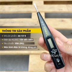 Bút thử điện điện tử STANLEY 66-137-S, Kiểm tra điện áp AC/DC xoay chiều và một chiều thân nhựa - Trang bị toàn diện