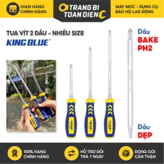 Tua vít 2 đầu PH2 KingBlue KV1 kích thước 6x100/ 6x150/ 6x200 mm, thép CRV, tuốc nơ vít đa năng 2 đầu dẹp và bake