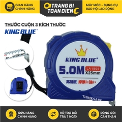 Thước cuộn KingBlue LA-50.25/ LA-100.25 rộng 25mm, dài 5 - 10 mét, vỏ nhựa ABS thước kéo thép, thước mét đo lường