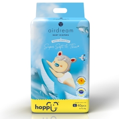 Bỉm – Tã dán Hoppi Airdream size L 40 miếng (cho bé 9-14 kg)