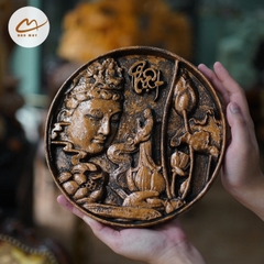 Tranh Đĩa Bái Phật Màu Đồng