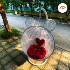 Xích đu đơn tai gấu đan rối màu trắng