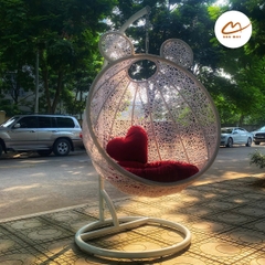Xích đu đơn tai gấu đan rối màu trắng