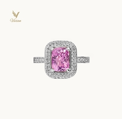 Nhẫn vàng trắng 18K, viên chủ Spinel thiên nhiên màu tím tử la lan và kim cương thiên nhiên