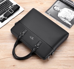 Cặp da công sở đựng Laptop Saqidaishu da vân kèm 2 ngăn kép