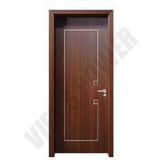 Cửa phẳng phủ Veneer kết hợp chỉ nhôm trang trí