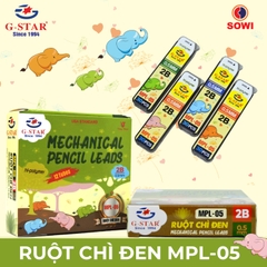 G-Star Ruột Bút Chì 2B-0.5mm MPL5 ĐEN (30 Cây/ Tuýp; 12 Tuýp/Hộp; 12 Hộp/ Lốc; 12 Lốc/ Thùng)