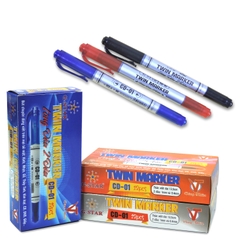 G-Star Bút Lông Dầu 2 Đầu CD01 (MựcXanh, Đỏ, Đen) (12 Cây/ Hộp; 12 Hộp/ Lốc; 96 Hộp/ Thùng)