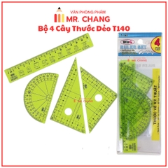 Win Q Bộ Thước 4 Cây Nhựa Dẻo Kỹ Thuật T-140 (20 Bộ/Hộp; 50 Hộp/ Thùng)
