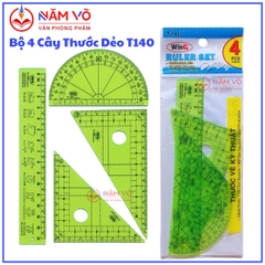 Win Q Bộ Thước 4 Cây Nhựa Dẻo Kỹ Thuật T-140 (20 Bộ/Hộp; 50 Hộp/ Thùng)