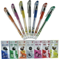 G-Star Bút Gel Nhũ Kim Tuyến THƠM GLITTER (Bạc, Cam, Hồng, Lá, Biển, Vàng, Đỏ) (12 Cây/Hộp; 10 Hộp/ Lốc; 120 Hộp/ Thùng)