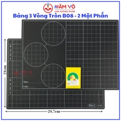 Win Q Bảng Đen Khổ A4 B08 3 Vòng Tròn 2 MẶT PHẤN (4 Ô + 5 Ô) (10 Cái/ Lốc; 100 Cái/ Thùng)