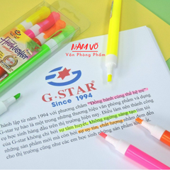 G-Star Bút Dạ Quang SJ-05 (Vàng, Hồng, Cam, Lá) (4 Cây Khác Màu/Vĩ) (24 Vĩ/Lốc; 8 Lốc/Thùng)