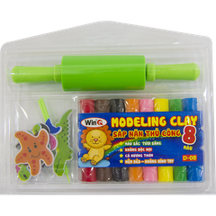 Win Q Sáp nặn hình thú 8 màu + cây lăn D-8 - Vĩ