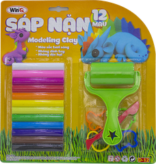 Win Q Sáp nặn 12 màu + khuôn hình + cây lăn D-12 _Vĩ