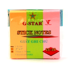 G-Star Giấy Note Neon 3x3 (12 Xấp/ Tá; 32 Tá/ Thùng) Cắt