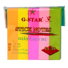 G-Star Giấy Note Neon 3x3 (12 Xấp/ Tá; 32 Tá/ Thùng) Cắt