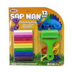 Win Q Sáp nặn 12 màu + khuôn hình + cây lăn D-12 _Vĩ