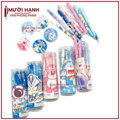 . LON 12 CÂY Bút Gel Bấm Xóa Được VS, King Lon (Xanh, Tím) (12 Cây/Lon) (12 Lon/Lốc) (16 Lốc/Thùng)