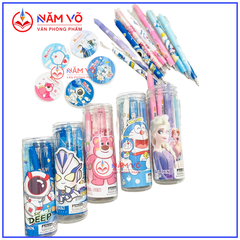 . LON 12 CÂY Bút Gel Bấm Xóa Được VS, King Lon (Xanh, Tím) (12 Cây/Lon) (12 Lon/Lốc) (16 Lốc/Thùng)