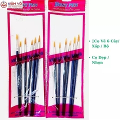 . Cọ Vẽ 6 Cây DẸP và NHỌN JX (6 Cây/Vĩ ; 600 Vĩ/Thùng)